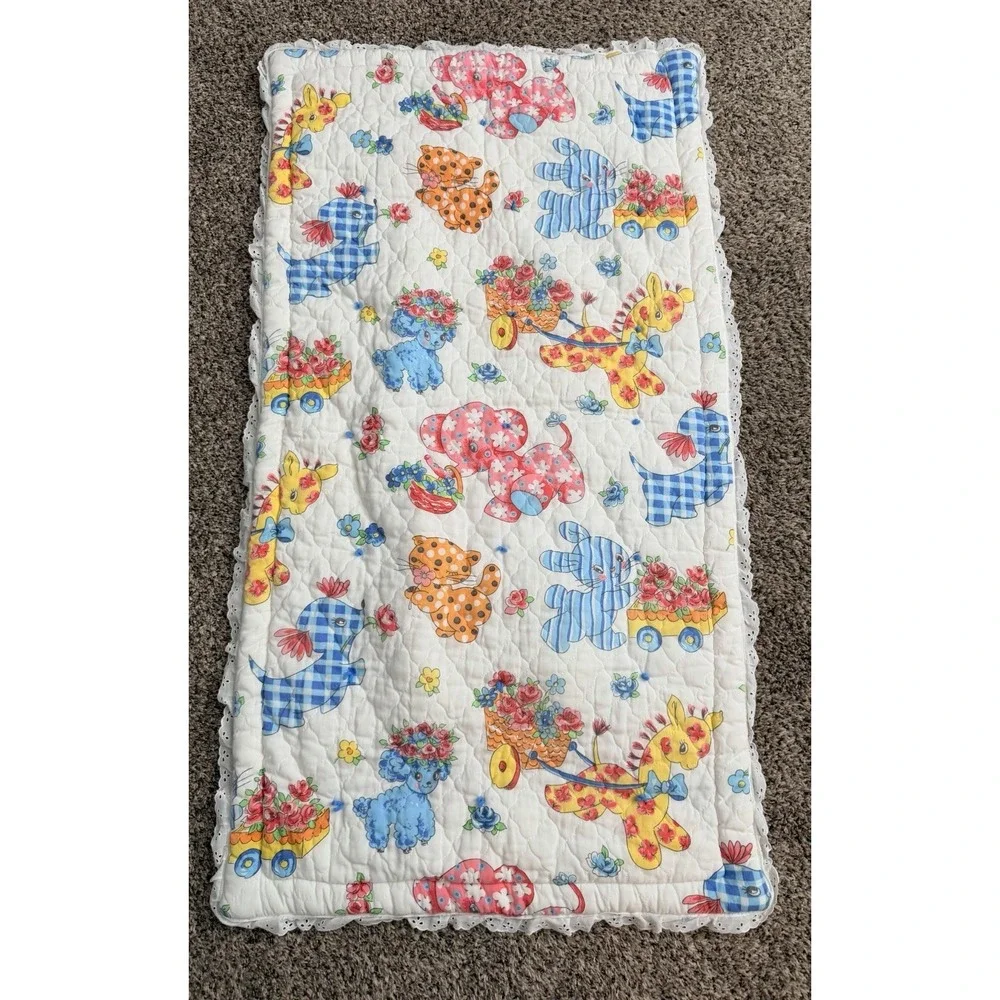 Vintage Baby Crib Quilt Blanket 48 X 26